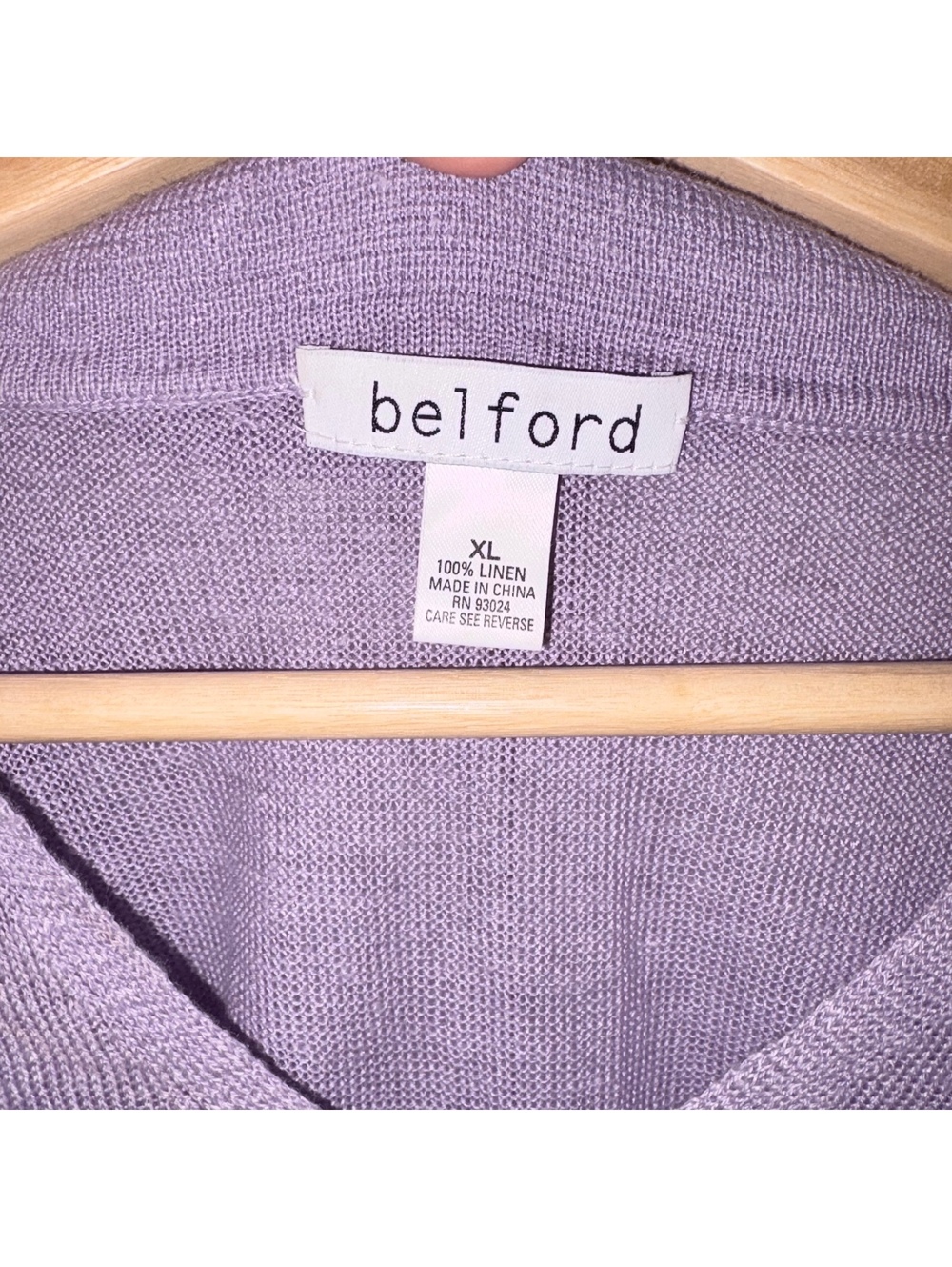 Belford $228 100% linen Woman’s XL Labender collared V neck sweater size XL - Picture 2 of 7